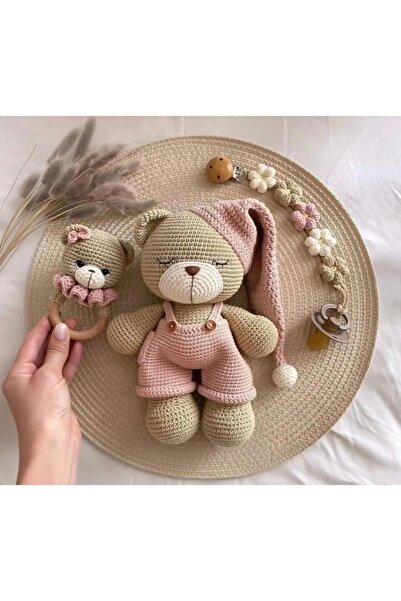 msl masal hobi evi Amigurumi Şapkalı Ayıcık Yenidoğan Seti