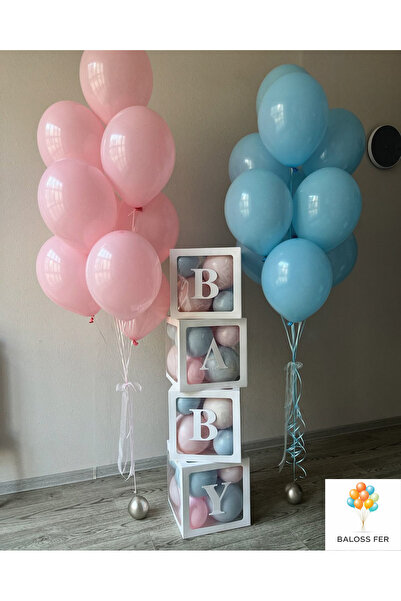 baloss fer 20’li Pastel Açık Mavi Pembe Balon Seti Doğum Günü Baby Shower Dekor