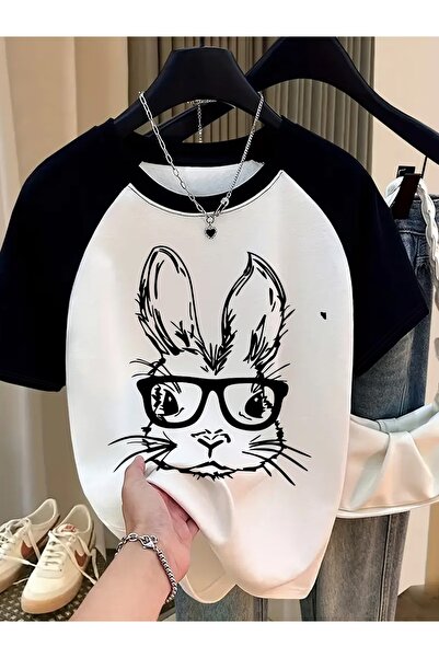 AEMİ Μπλουζάκι με στάμπα κουνελιού, μανίκια ρεγκλάν και λαιμόκοψη ποδηλατικού...