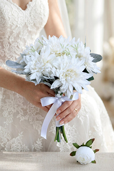 Yapay Çiçek Deposu Άψογη Νυφική Ανθοδέσμη Μεγαλοπρεπείας, Σετ 2 τεμαχίων