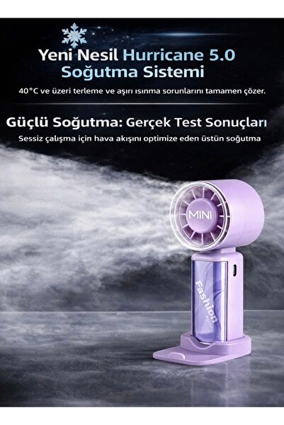 Wokai USB Şarjlı Mini El Fanı Taşınabilir Masaüstü Vantilatör 3 Kademeli Güçlü