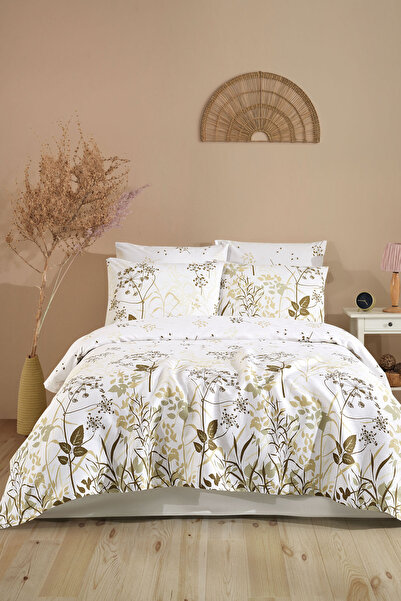 Enlora Home Desenli Pike Takımı Tek Kişilik Golden Beyaz (Pike+Çarşaf+Yastık ...