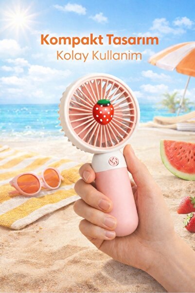 Keyfi Sepet Mini Taşınabilir El Fanı 3 Kademeli Şarjlı Sessiz Kompakt Meyve T...
