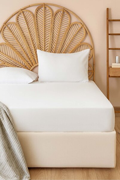 Rivaİstanbul Λευκό μονό βαμβακερό επίπεδο σεντόνι