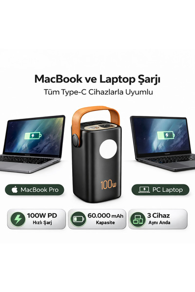Cepini CP-06 60.000mAh 100W PD Hızlı Şarj Powerbank - Laptop ve MacBook Uyuml...