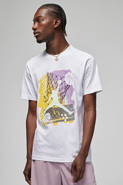 Nike Ανδρικό μπλουζάκι Air Jordan Brand Graphic SS crew με γραφικό σχέδιο, λευκό