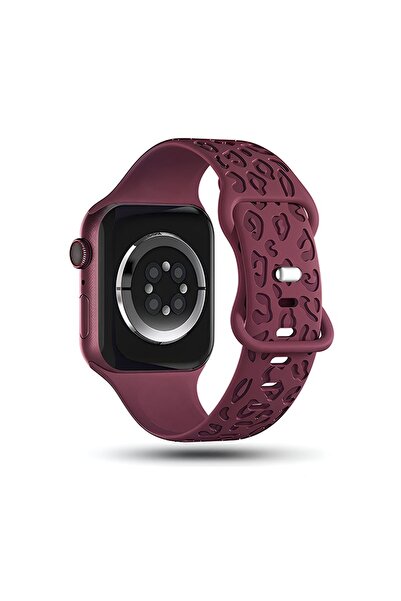 Dexmon Apple Watch 11 10 46mm 9 8 7 6 SE Ultra Uyumlu 42-44-45-49mm Leopar Desenli Silikon Kordon
