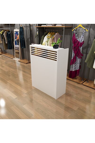 morepp Star 110 cm Karşılama Bankosu Kasa Resepsiyon Masası Ofis Masası Beyaz...