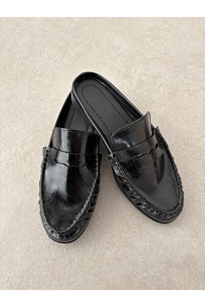 selin shoes Γυναικείες παντόφλες Vossa Flat Sole Classic - ΜΑΥΡΟ ΔΕΡΜΑ