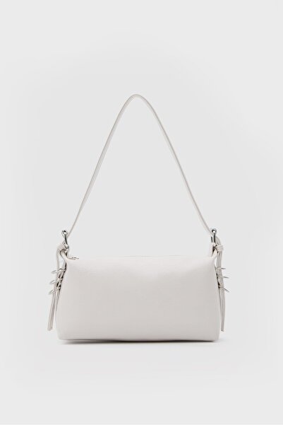 Shule Bags Κρέμα τσάντας μπαγκέτας με λεπτομέρεια δαχτυλιδιού