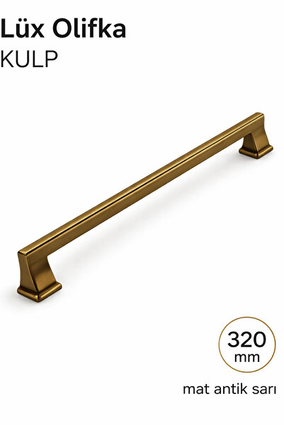 Badem10 LÜX OLİFKA 320 mm Mat Antik Sarı Çekmece Kulp Modern Metal Dolap Kulb...