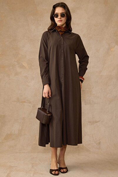 Olcay Λιτό φόρεμα - Καφέ - Γραμμή Α