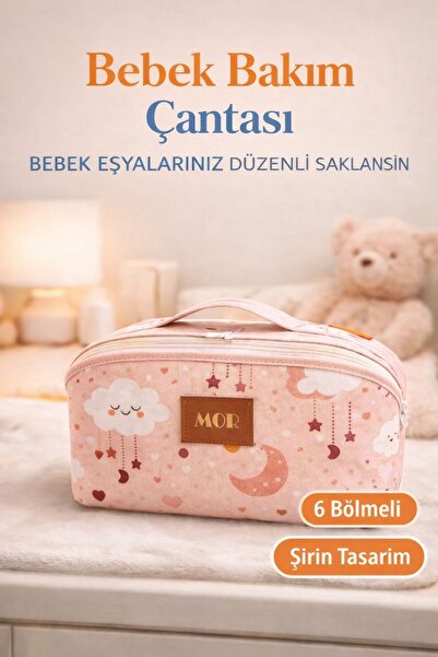 MorBebe 3 Gözlü Bebek Bakım Çantası I Bebek Bakım Çantası Organizer I Anne Be...