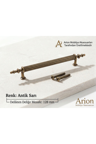 Arion EMİR 128 MM ( 12,8 CM ) ANTİK SARI 1 ADET KulpLüks Alüminyum Eskitme Do...