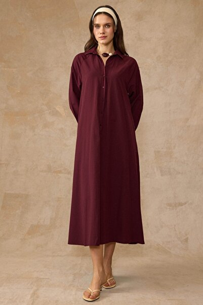 Olcay Χαλαρό φόρεμα ποπλίνας με λεπτομέρεια κουμπιών στα πλαϊνά, ΒΟΡΝΤΟ 9316-E