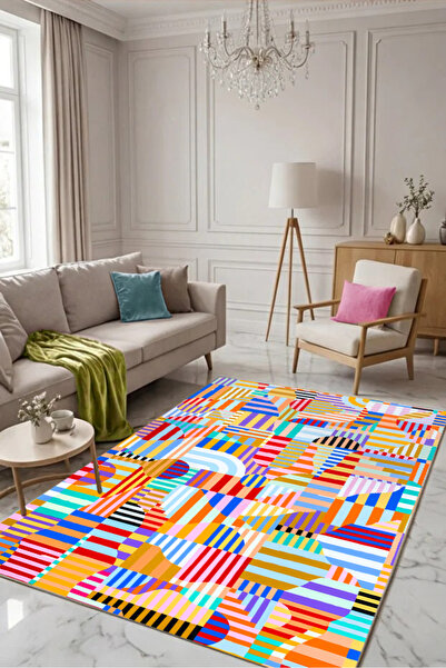 Thalia Home Kaymaz Tabanlı Yıkanabilir Baskılı Mutfak Halısı Halı Yolluk