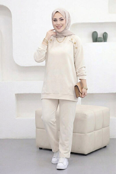 Suede Style 6076 - Stylish Comfortable Modal Fabric Button Detailed Loose Wom...