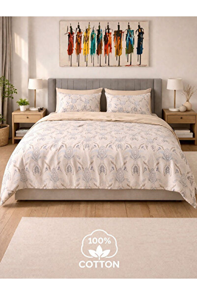 MyStory Home Σετ Παπλωματοθήκη από 100% Βαμβάκι Etriva Cream