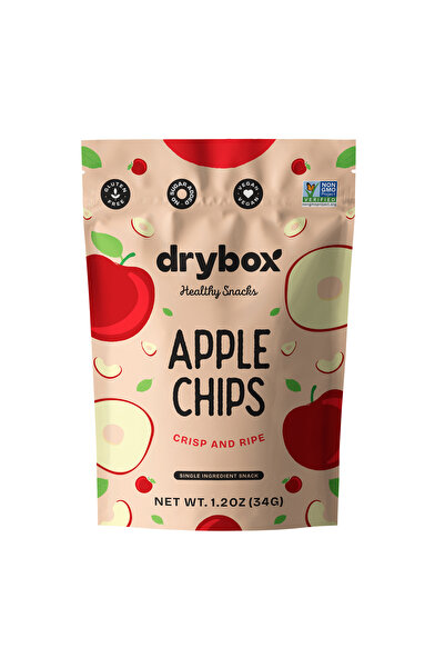DRYBOX Dried Apple Chips – No Added Sugar, 100% Natural, 34g – Crispy Healthy...