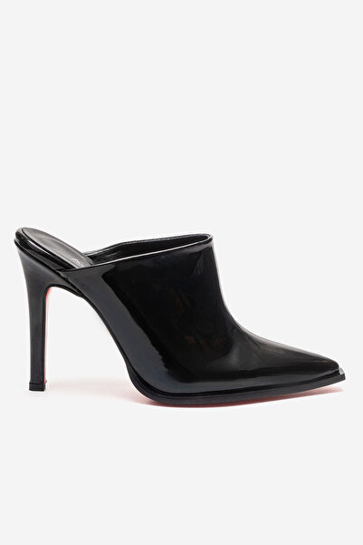 Ayakkabı Ateşi Μαύρο λουστρίνι Stiletto Παπούτσι με τακούνι με μυτερή μύτη Κλ...