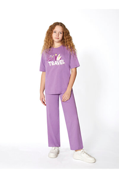 Elsima Girl's Waitress Boy's Short Sleeve Oversize Wide Leg Pajama Set Summer