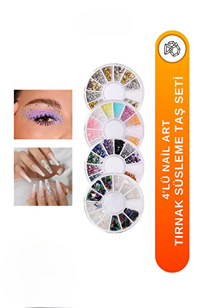 Fontenay Tırnak Süsleme Taşı, Kolay Uygulanabilir, 4'lü Nail Art Tırnak Süsle...