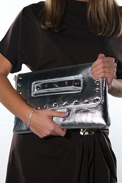LuviShoes MARRY Silver Skin Trocley Γυναικεία Τσάντα Clutch