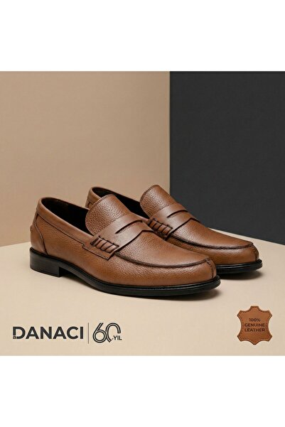 DANACI Erkek Hakiki Deri Bağcıksız Penny Loafer Klasik Ayakkabı 8004