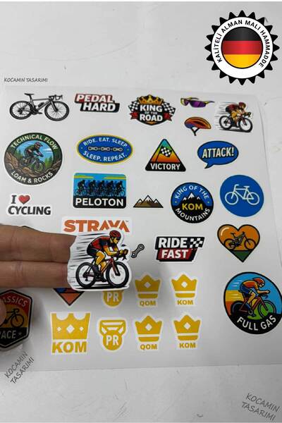 Kocamın Tasarımı 32 Adet Bisiklet Sticker Seti MTB, Yol ve Şehir Bisikleti Et...