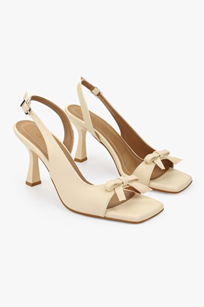 Shoeberry Γυναικεία παπούτσια με τακούνι Lola Butter Yellow Skin Bowknot