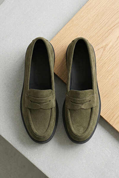GRADA Χακί Suede Loafer Γνήσιο Δερμάτινο Γυναικεία Παπούτσια Πραγματικό Δέρμα...