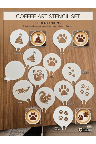 ALSARE Kahve-Pasta Süsleme Stencil Seti 8'li
