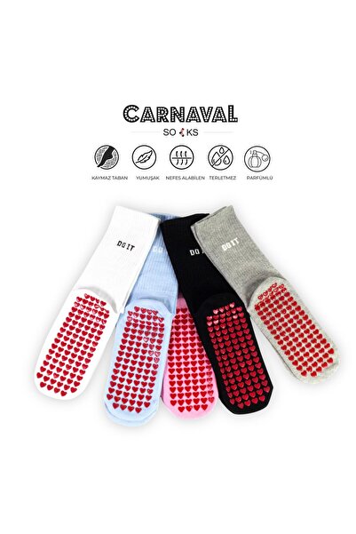 CARNAVAL SOCKS 5'li Kutulu Silikonlu Kaymaz Tabanlı Pilates ve Yoga Çorap Seti