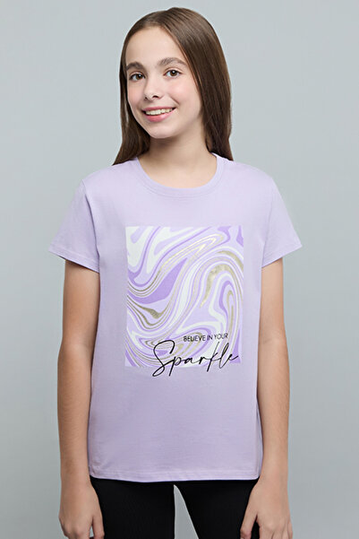R&B Graphic Print T-Shirt with Crew Neck and Short Sleeves