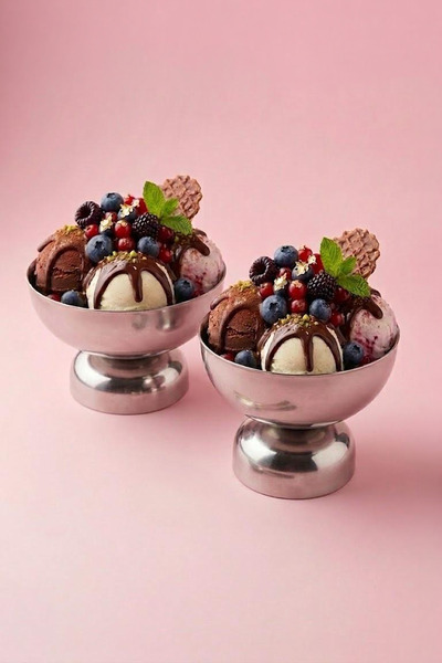 Kitchen Life 2-Piece Stainless Steel Tableware Presentation Snack Bowl Breakf...