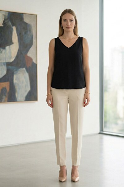 Lupinn Γυναικεία μαύρη μπλούζα με τιράντες, με λαιμόκοψη V, καλοκαιρινή, άνετ...