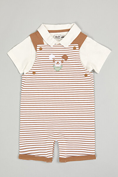 R&B Solid Shirt and Striped Romper Set