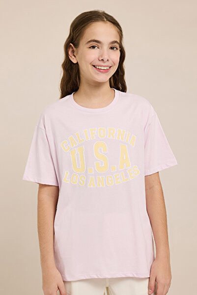 R&B Printed T-Shirt with Crew Neck and Short Sleeves