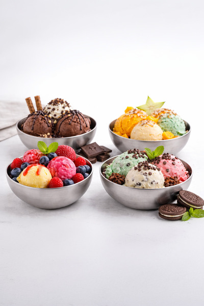 Kitchen Life 4-Piece Stainless Steel Tableware Presentation Snack Bowl Breakf...