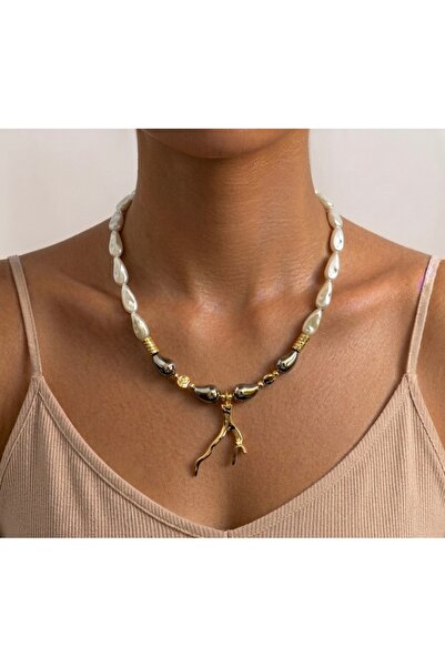 ZELAL Diver Gold Tone Dalmercan Top Boncuk ve Damla Boncuk Detaylı İnci Katma...