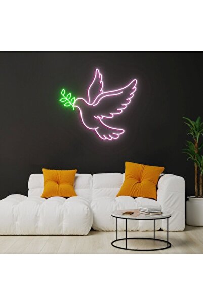 Slasa Flying Dove Neon Sign 45x47 cm Pink LED Light with 6 mm Acrylic Base Decor