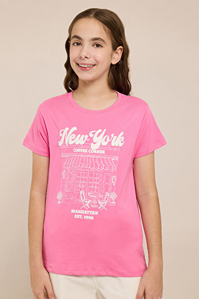 R&B Printed T-Shirt with Crew Neck and Short Sleeves