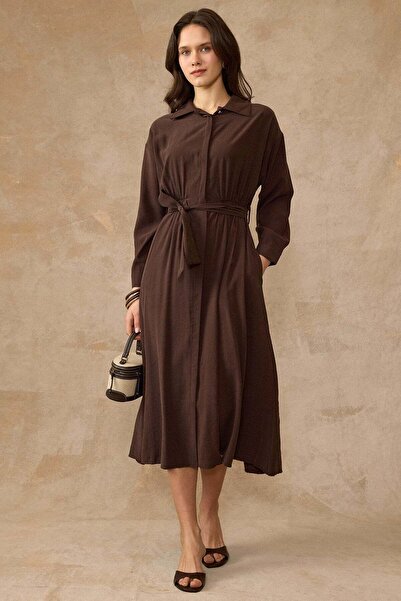 Olcay Φόρεμα Modal με κουμπωτή μέση και κλείσιμο με κουμπιά ΚΑΦΕ 9452-E