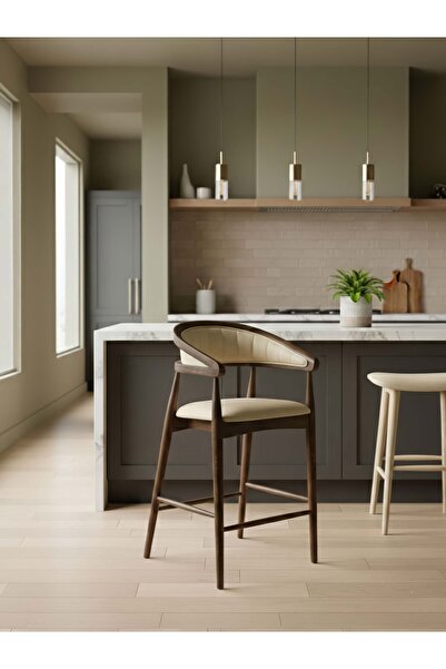 Gazzini Furniture Gazel Ahşap Bar Sandalyesi