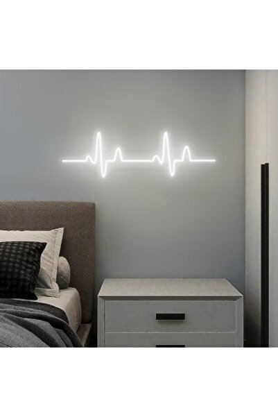 Slasa Heartbeat Line Neon Sign 20x40 cm Orange LED Light with 6 mm Acrylic Base