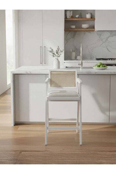 Gazzini Furniture Luna Hazeranlı Ahşap Bar Sandalyesi