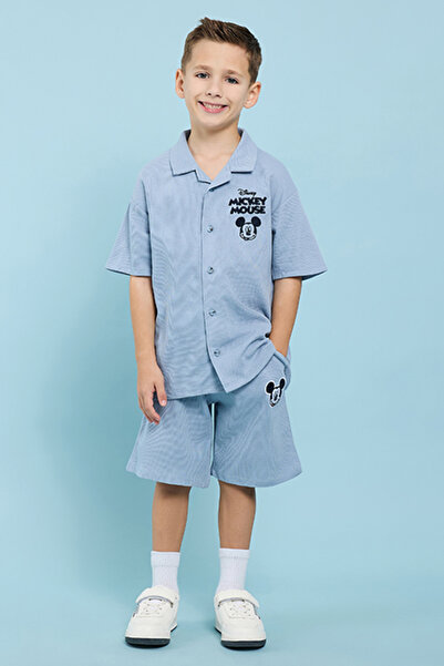 R&B Mickey Mouse Embroidered Shirt and Shorts Set