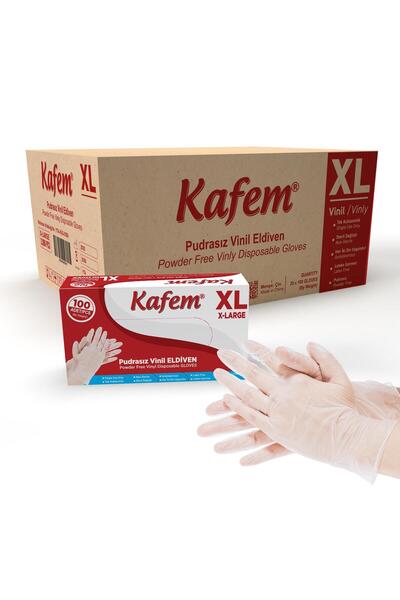 KAFEM Beyaz Vinil Eldiveni Pudrasız (XL) 100 Adet x 20 Paket (Koli)