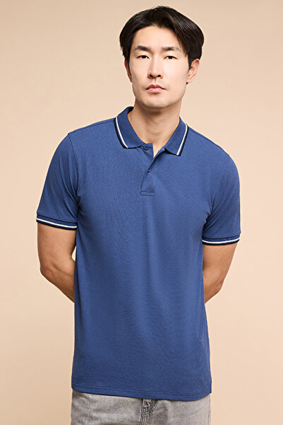 R&B Contrast Trim Polo T-Shirt with Shirt Sleeves