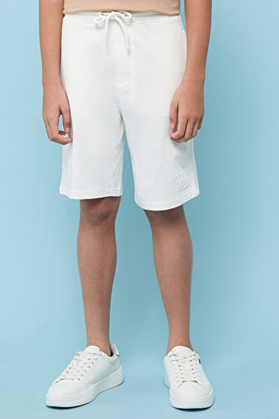R&B Solid Knitted Shorts with Drawstring Waist